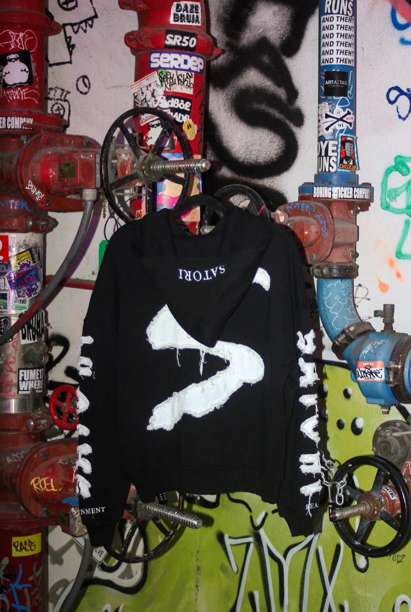 Black Satori Oversized
Heavyweight Distressed Hoodie