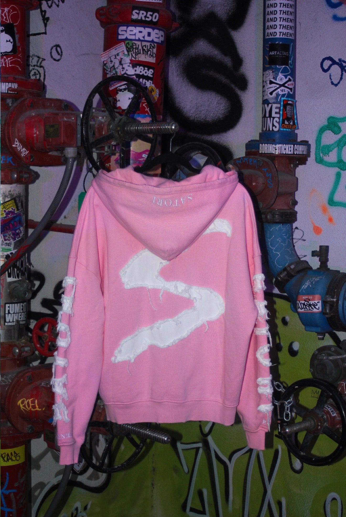 Pink Satori Oversized Heavyweight
Distressed Hoodie