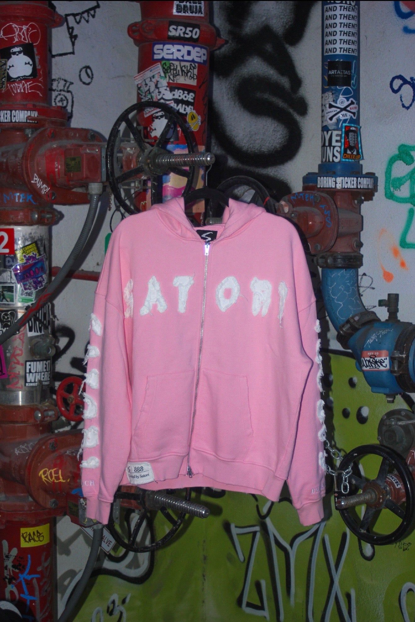 Pink Satori Oversized Heavyweight
Distressed Hoodie